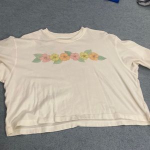 Colorful flower detail crop t shirt